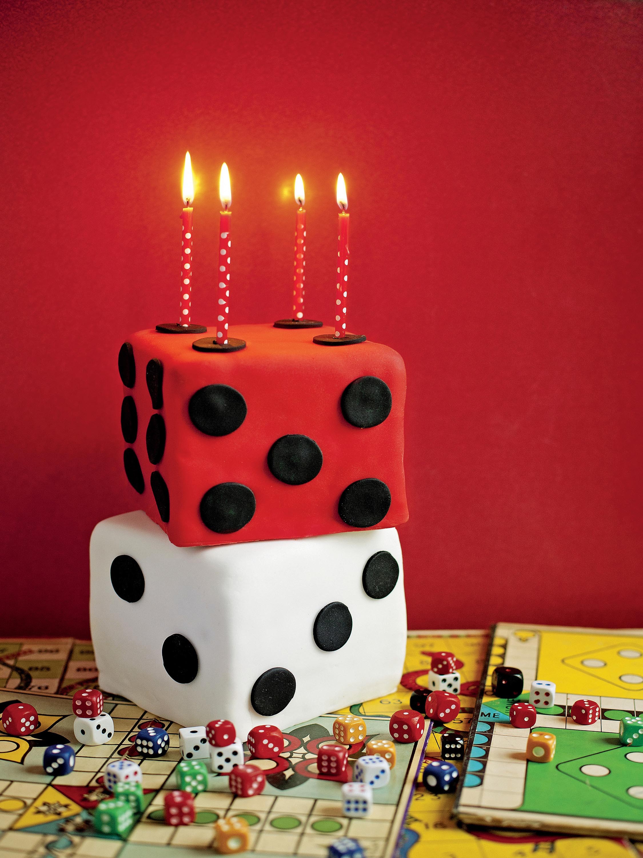 Playing Dice from The Birthday Cake Book by Fiona Cairns
