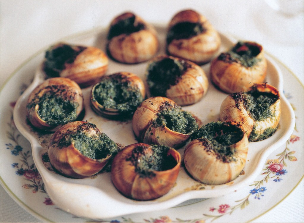 Snails in their shells with garlic and herb butter from New Bistro by ...