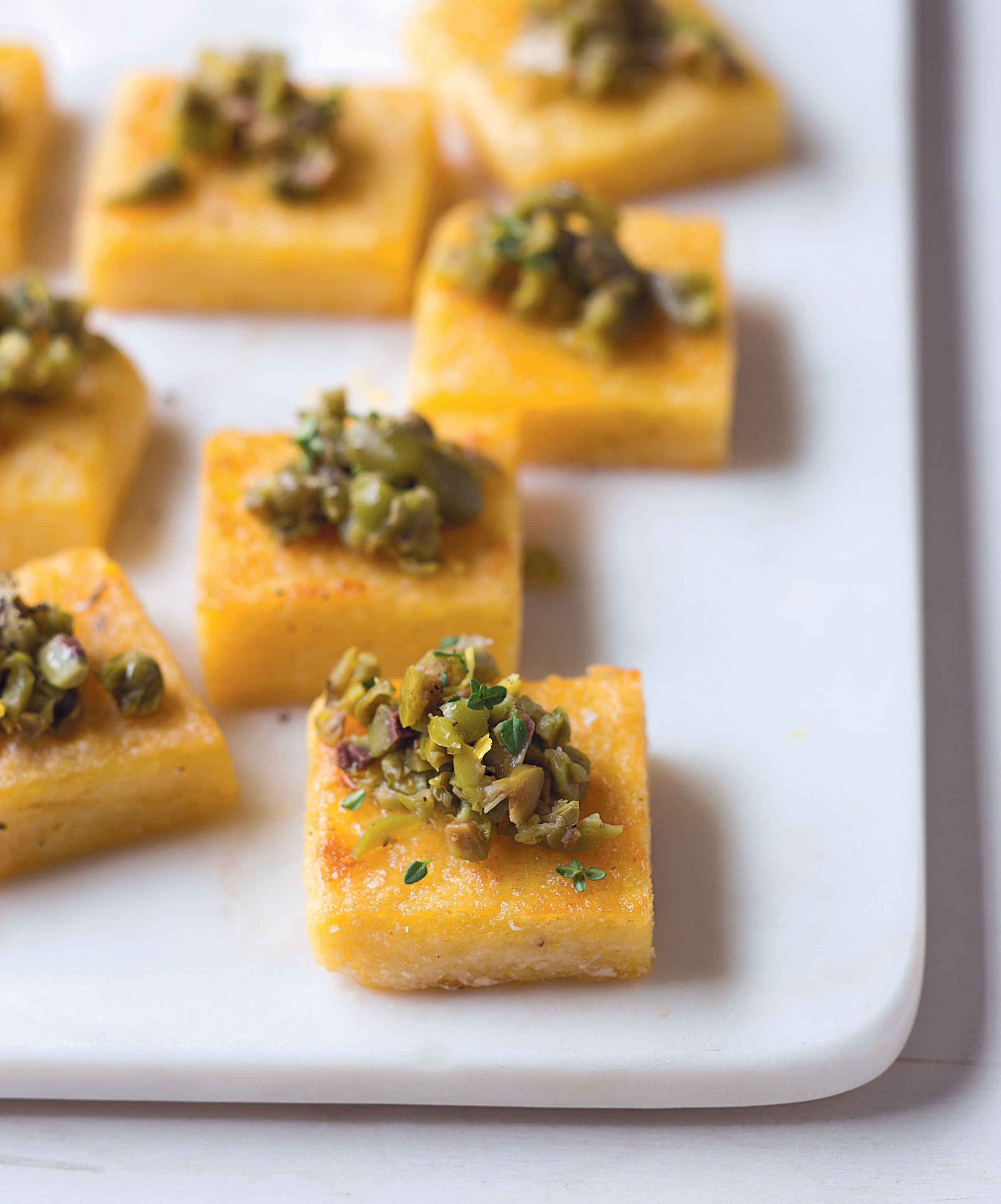 Crispy Polenta Bites with Green Tapenade from Easy Vegan by Sue Quinn