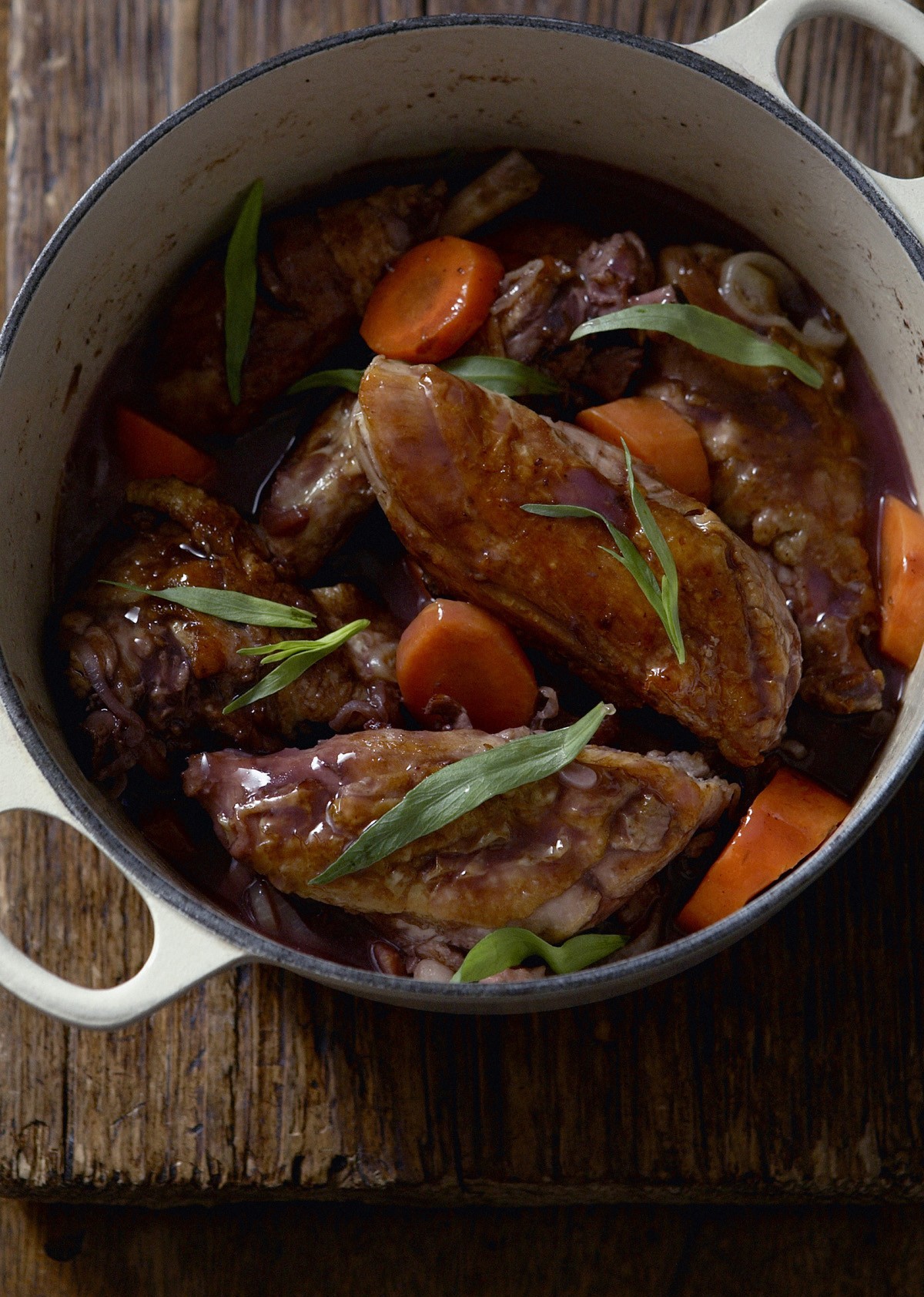 Poulet au vin rouge from French Brasserie Cookbook by Daniel Galmiche