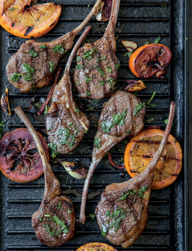 Lamb Rib Chops with Red Wine Vinegar, Mint & Garlic from The New Kosher