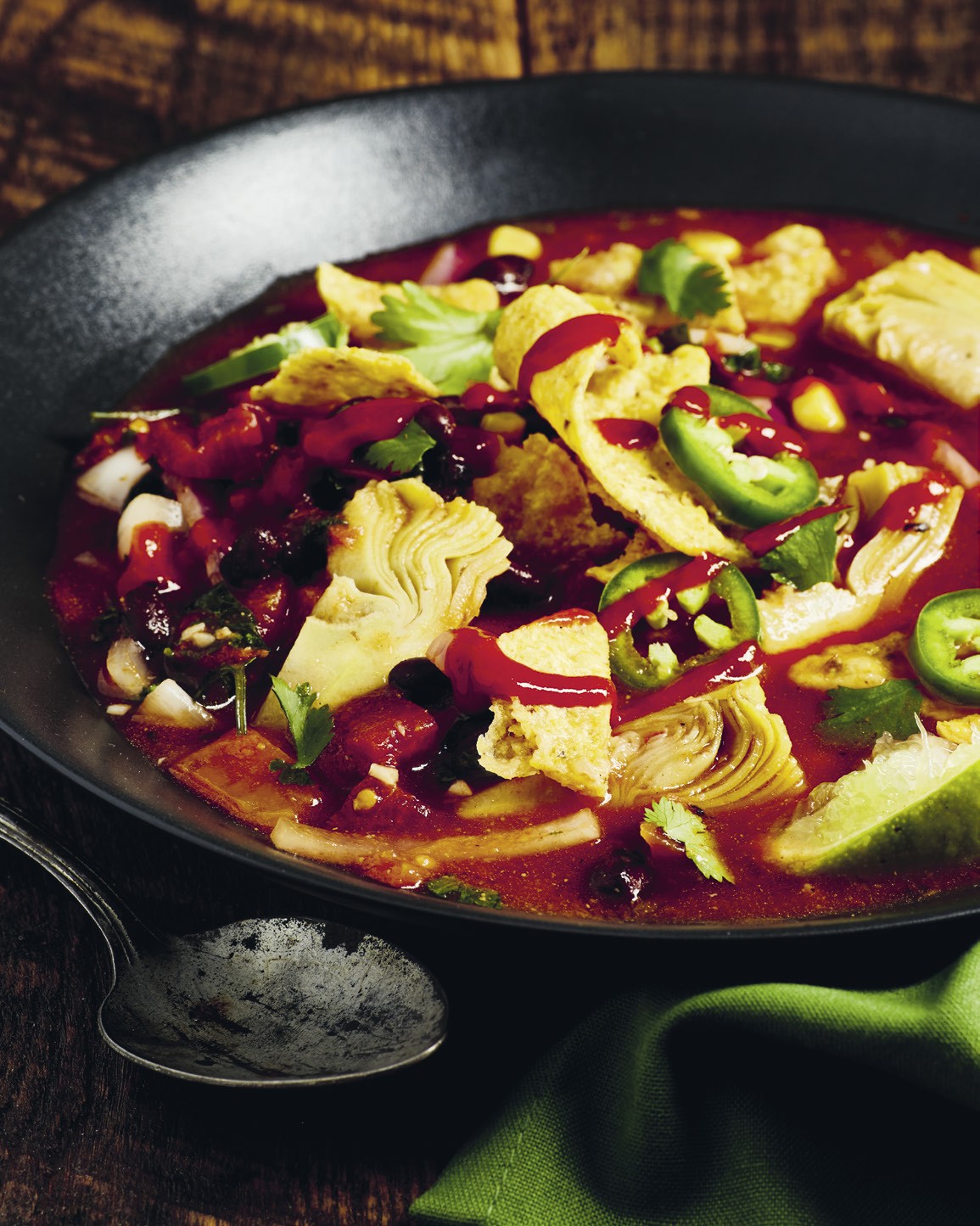 Tortilla Soup with Black Beans and Artichokes from I Can Cook Vegan by