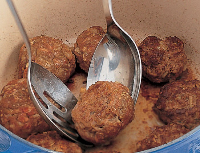 Braised Minced Beef Patties with Onions from The Complete Guide to Traditional Jewish Cooking by