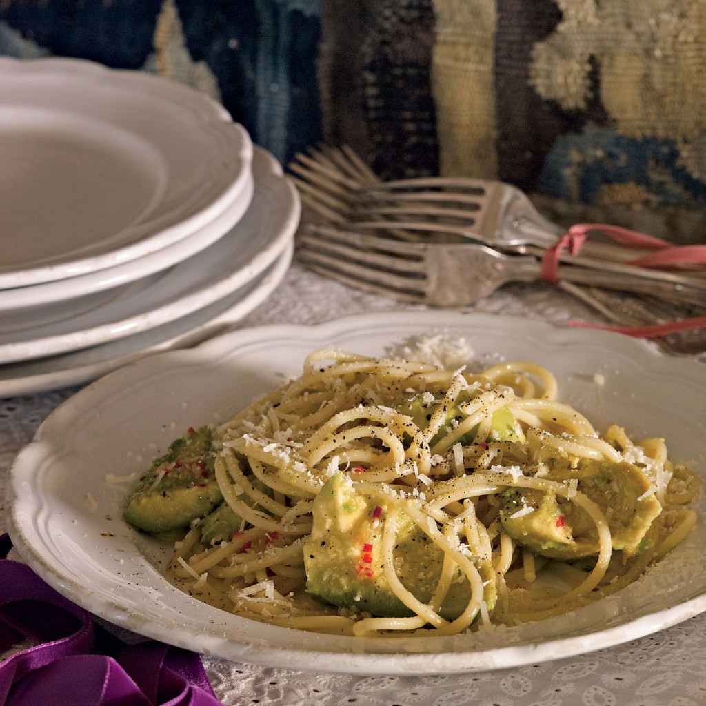 Spaghetti Aglio, Olio, Peperoncino & Avocado from Limoncello and Linen  Water by Tessa Kiros