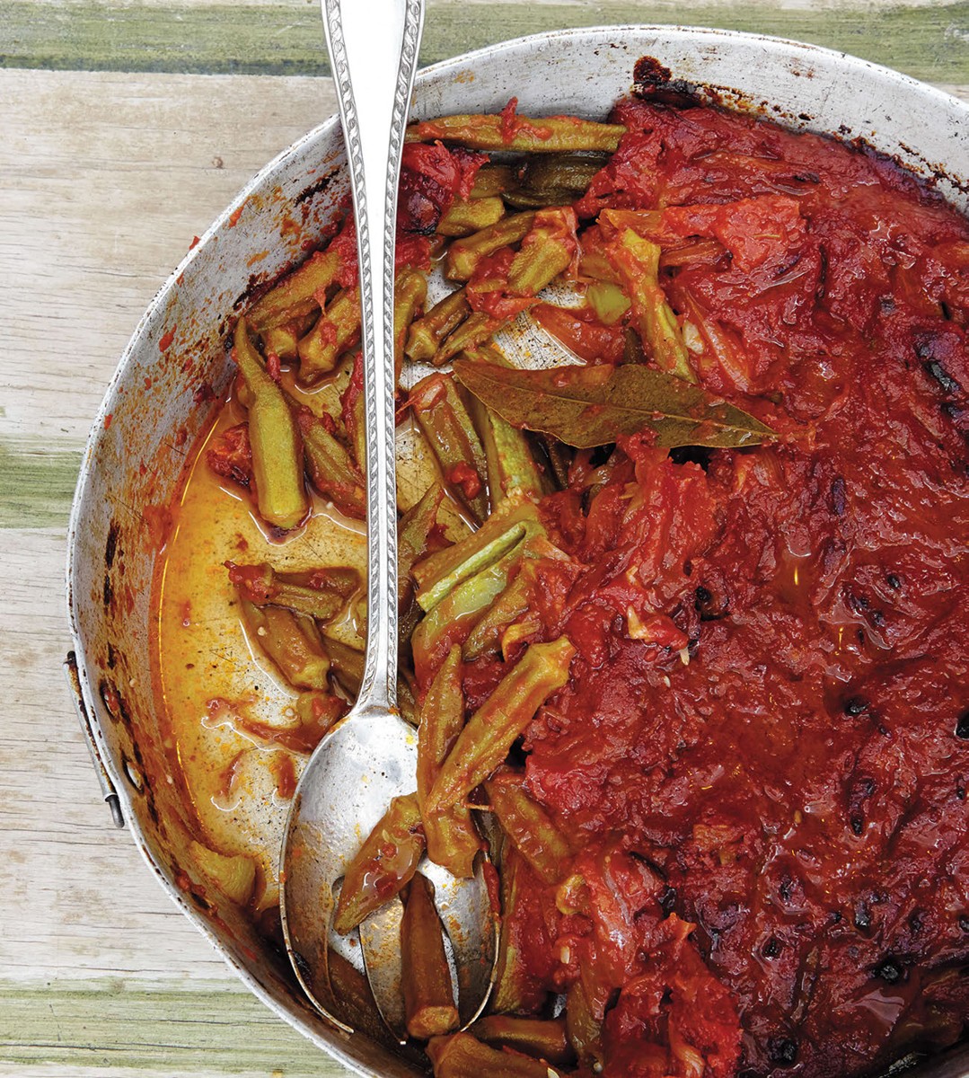 Okra and Zucchini in HarissaTomato Sauce from Mediterranean Vegetarian
