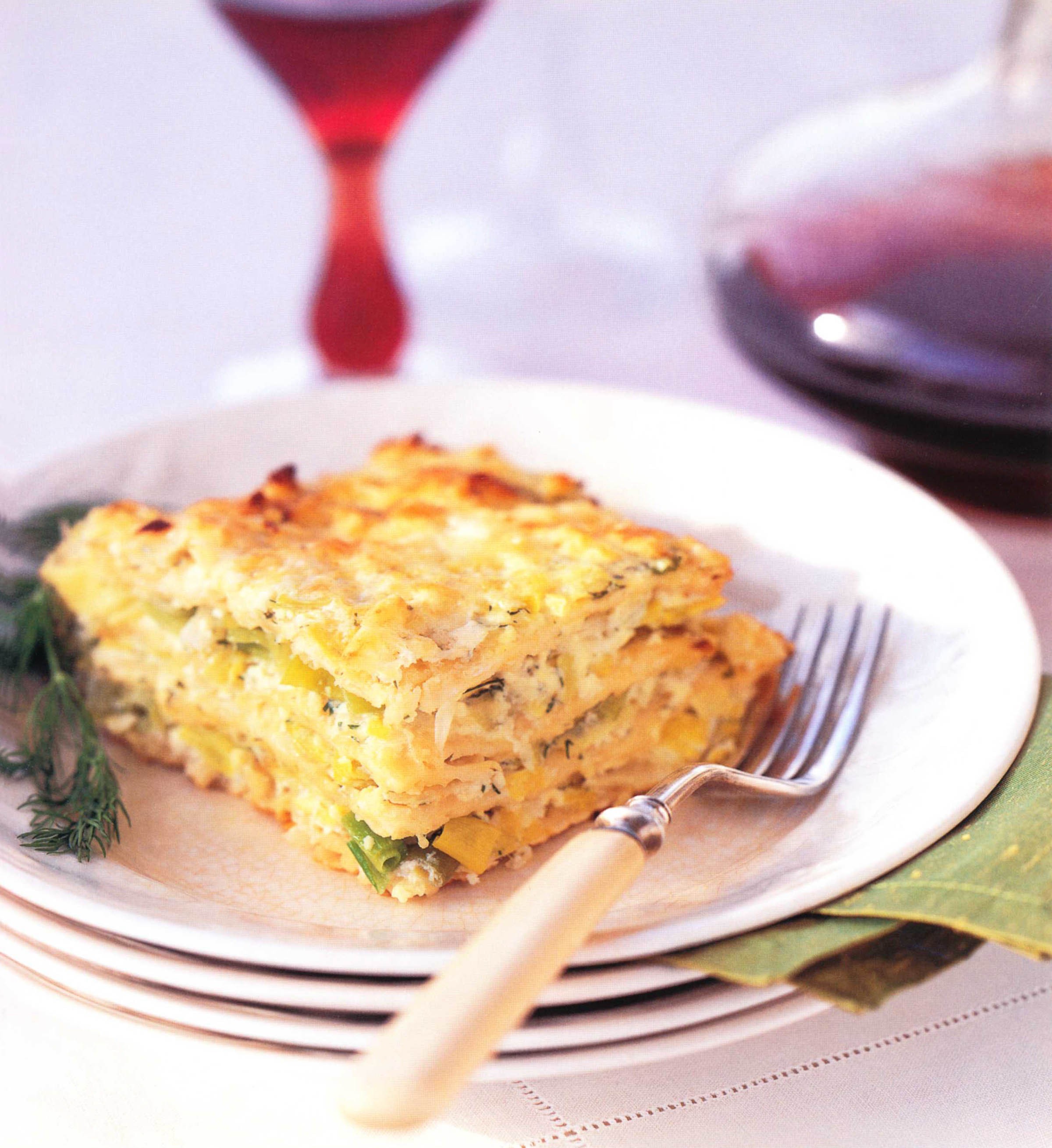 Leek-and-Cheese Matzoh Pie from Sephardic Flavors: Jewish Cooking of ...