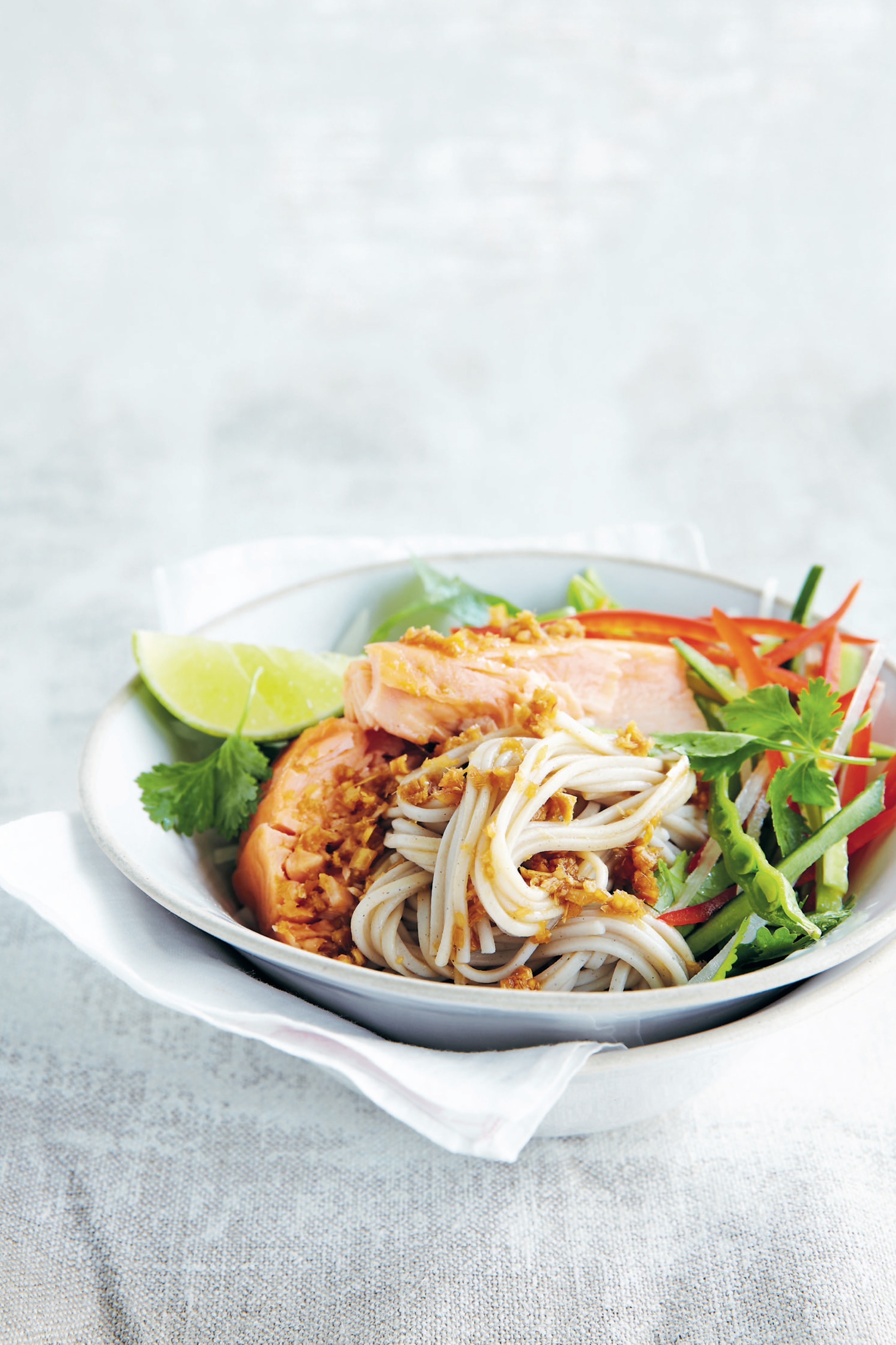 Soba noodle salad with hotsmoked salmon from A Simple Table by Michele Cranston
