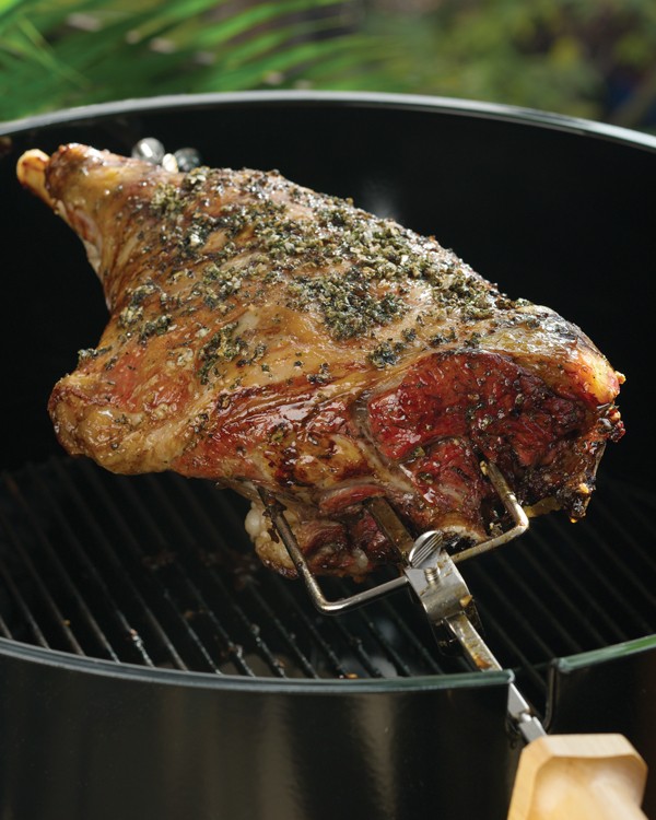 SpitRoasted Lamb or Goat with Garlic and Mint from Barbecue by