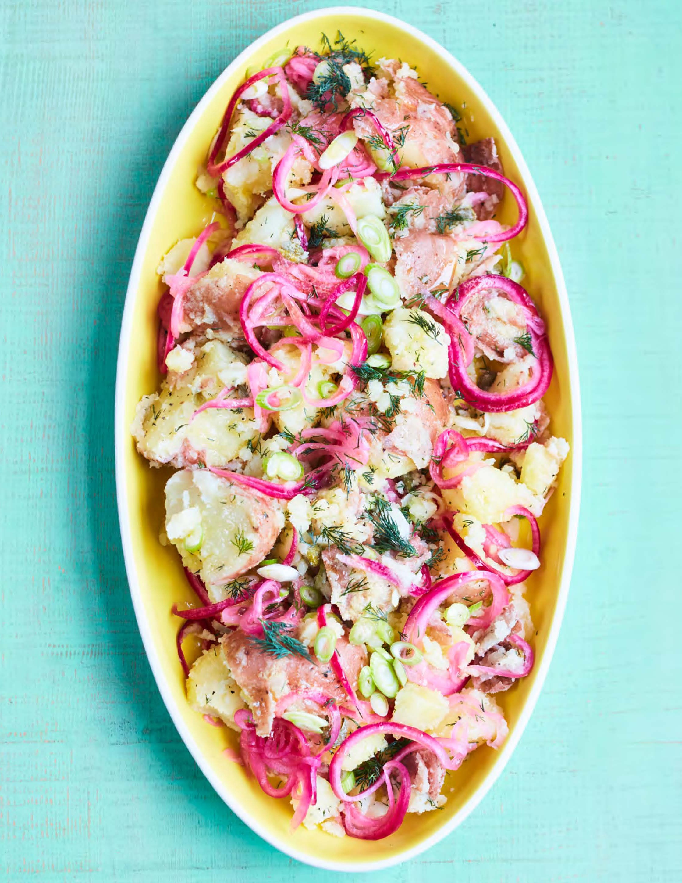 Warm potato salad with pickled red onion from Prue My Alltime