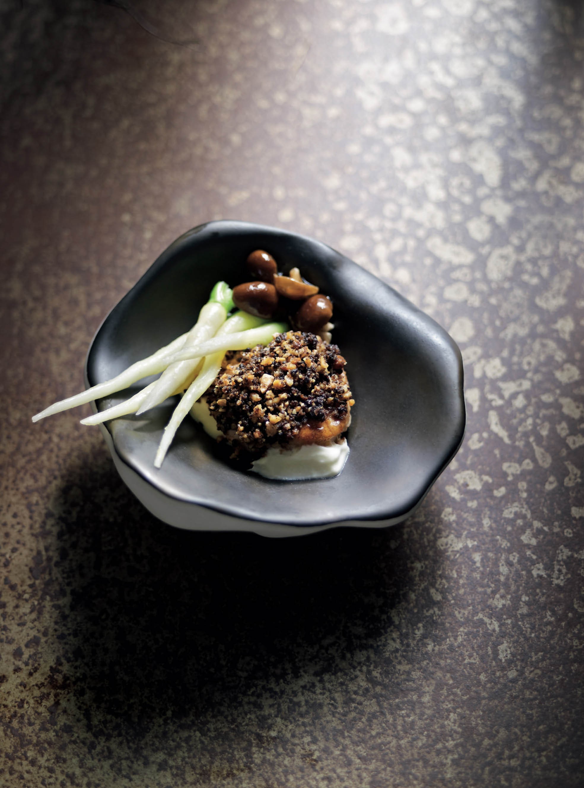 Roasted Veal Sweetbreads with Walnut and Black Pudding Crumbs from Quay