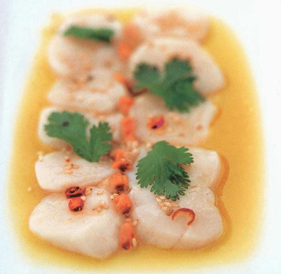 Scallop Sashimi with Chilli-Coriander Dressing from A World in My Kitchen  by Peter Gordon