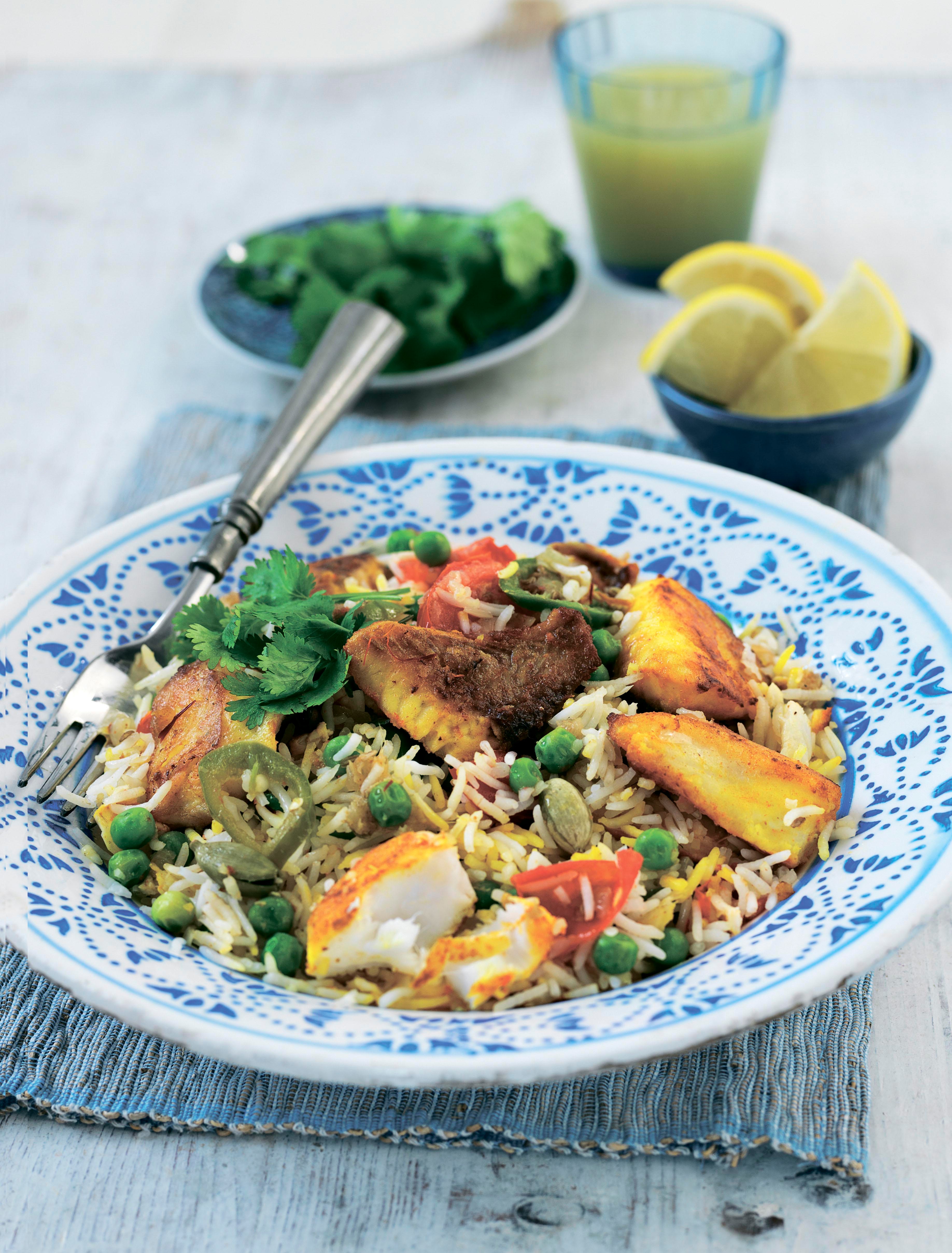 Fish with aromatic basmati rice from The Complete Indian Regional Cookbook 300 Classic Recipes