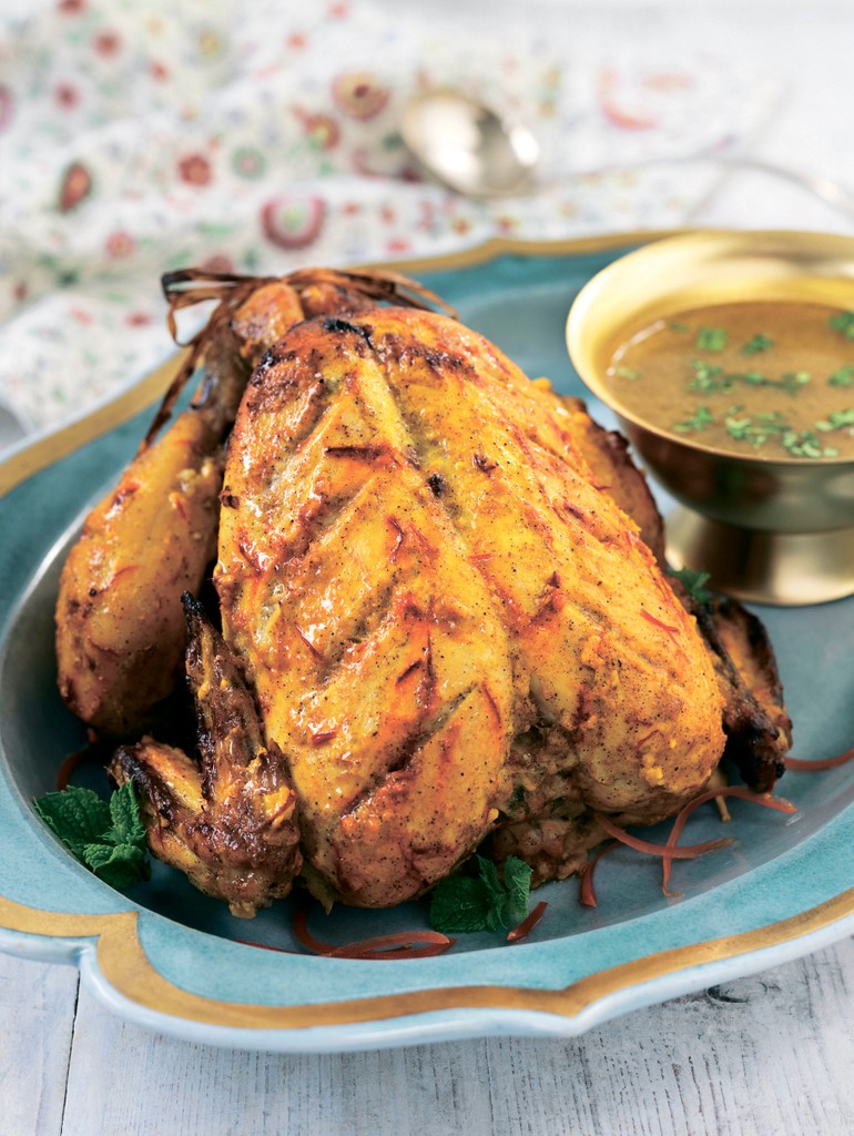 Marinated whole chicken with lamb stuffing from The Complete Indian