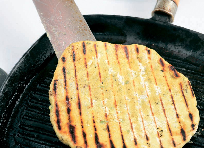 Spiced gram flour flat bread from The Complete Indian Regional Cookbook