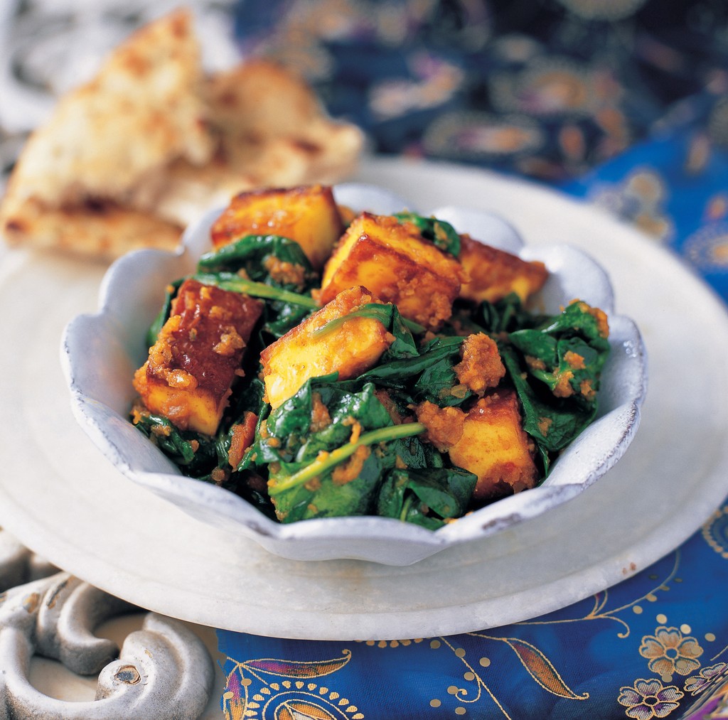 Indian cheese with spinach from The Complete Indian Regional Cookbook