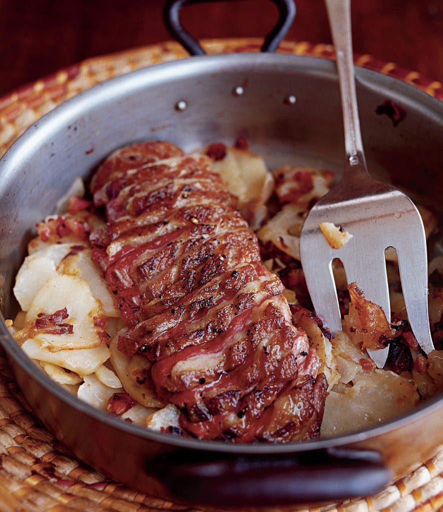 Casserole of Moulard Duck Breasts with Potatoes as Prepared in the