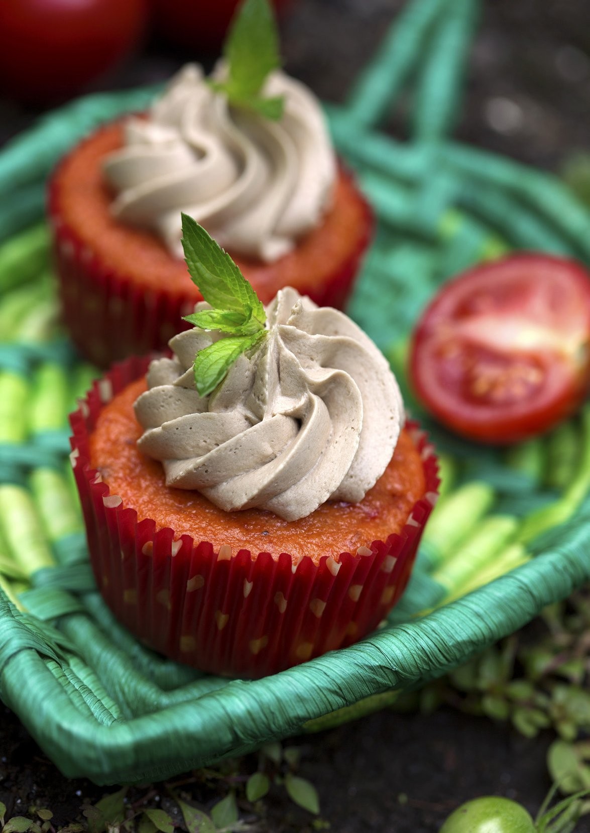 Tomato Cakes with Balsamic Frosting from Vegan Desserts by Hannah Kaminsky