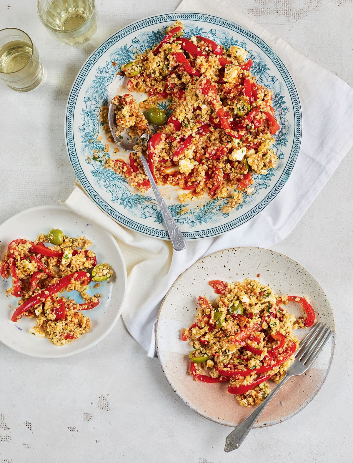 Mixed Grain Salad with Roasted Peppers and Harissa Dressing from The